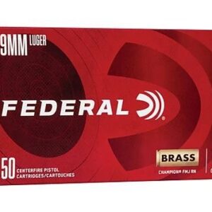 Federal Champion 9mm 115gr Full Metal Jacket 50rd box - Brass Casing