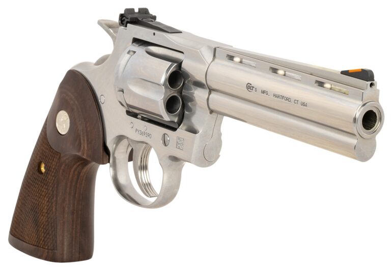 Colt Python .357 Magnum Revolver – 6 Rounds | 5″ Barrel | Wood Grips | Stainless/Silver | Adjustable Sights