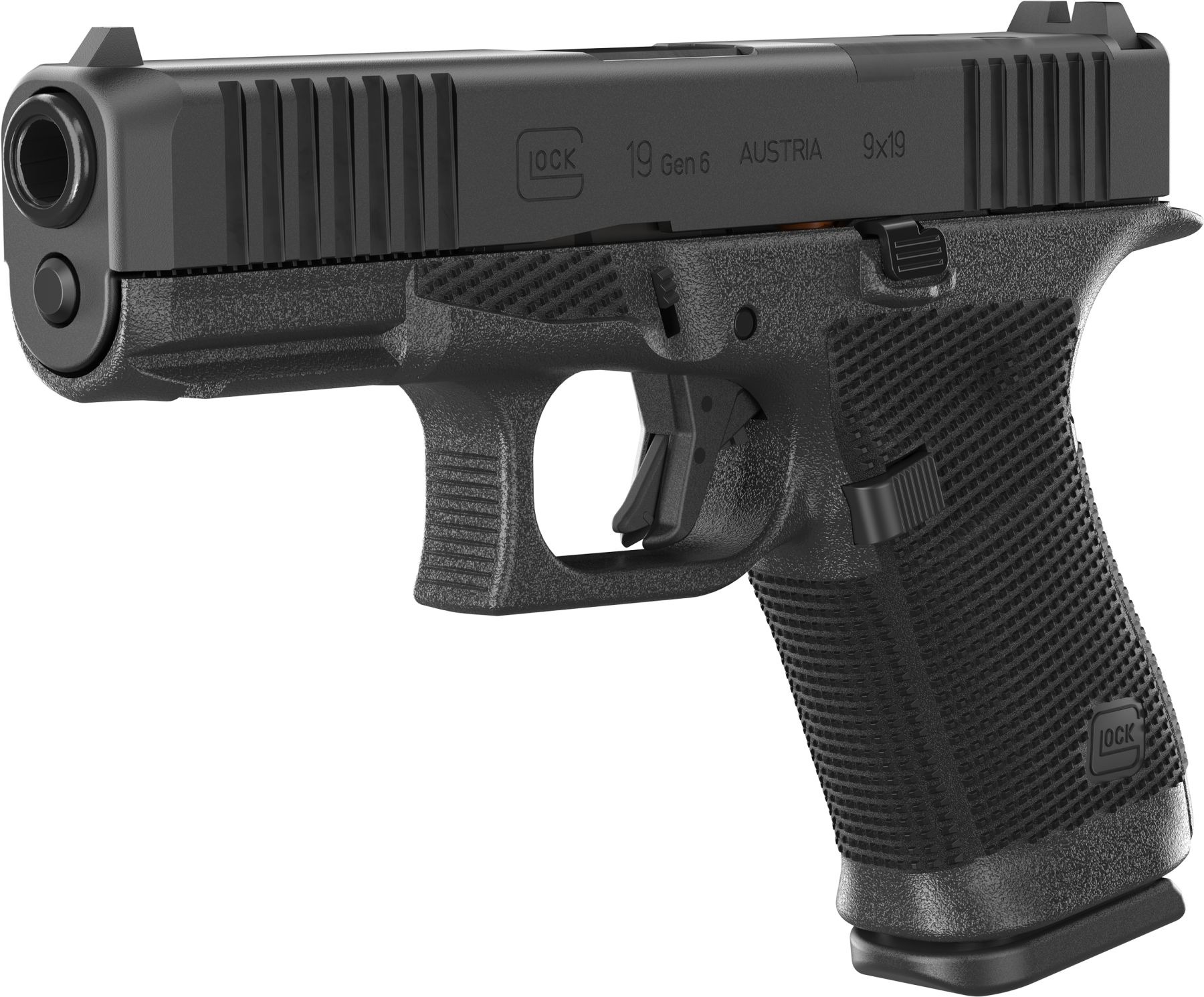 Glock G19 Gen6 9mm Pistol, 4.02" Optic Ready, Serrated Slide, 15+1 - 15+1 Rounds | 4.02" Barrel | Blue/Black