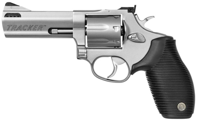 Taurus 627 Tracker Stainless 4″ 357 Magnum Revolver – 7 Rounds | 4″ Barrel | Rubber Grips | Stainless/Silver | 3-Dot Sights