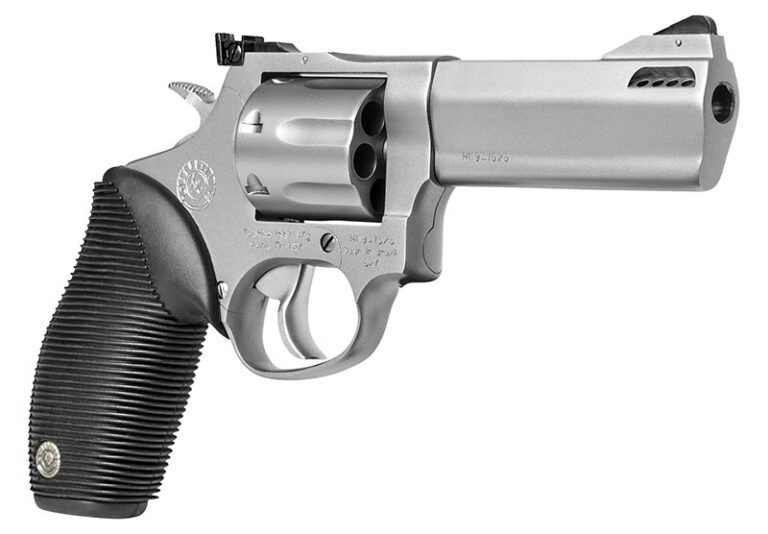Taurus 627 Tracker Stainless 4″ 357 Magnum Revolver – 7 Rounds | 4″ Barrel | Rubber Grips | Stainless/Silver | 3-Dot Sights