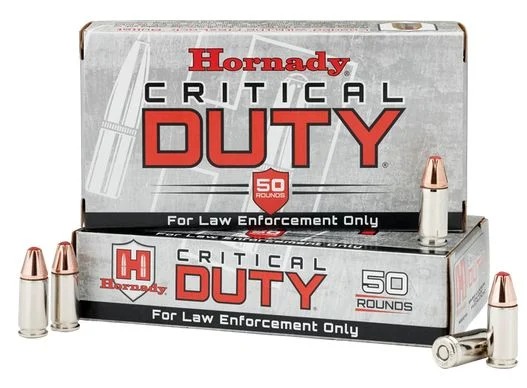 Hornady Critical Duty FlexLock 9mm 135gr 50 Round Box – Nickel Plated Brass Casing