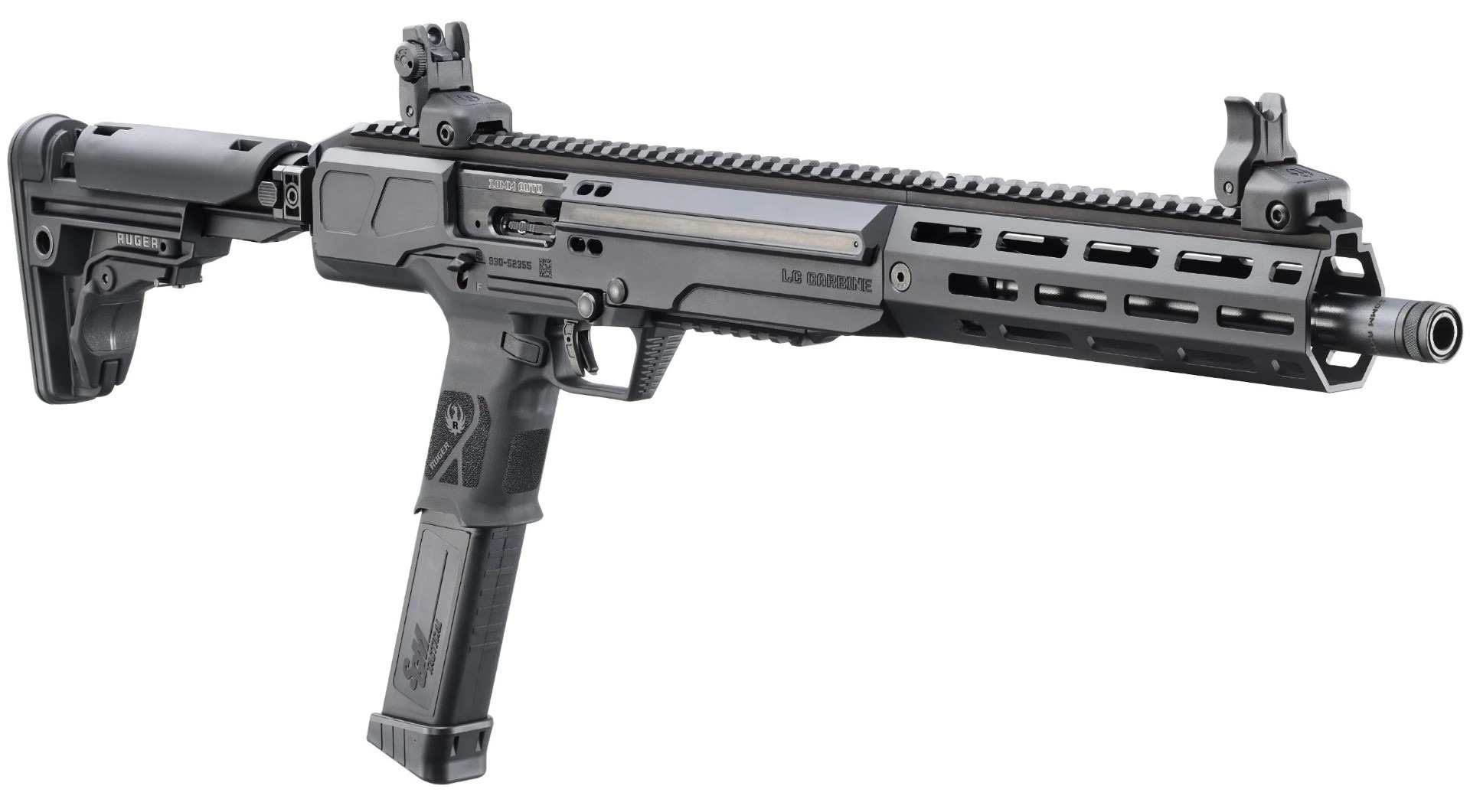 Ruger LC Carbine 10mm Semi Auto Rifle w/Folding Stock, Flip Up Sights, 30+1 - 30+1 Rounds | 16.25" Barrel